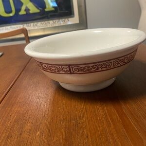 Vintage White and Red Ceramic Bowl Wallace Senator